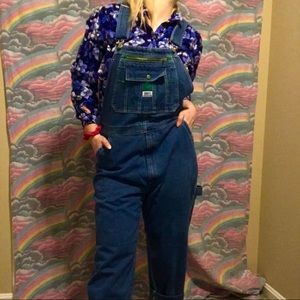 vintage dark wash blue jean overalls ! <3